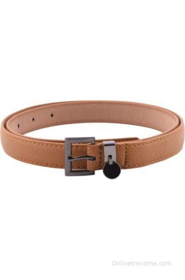 Buckle Up Women Casual Tan Artificial Leather Belt(Tan)